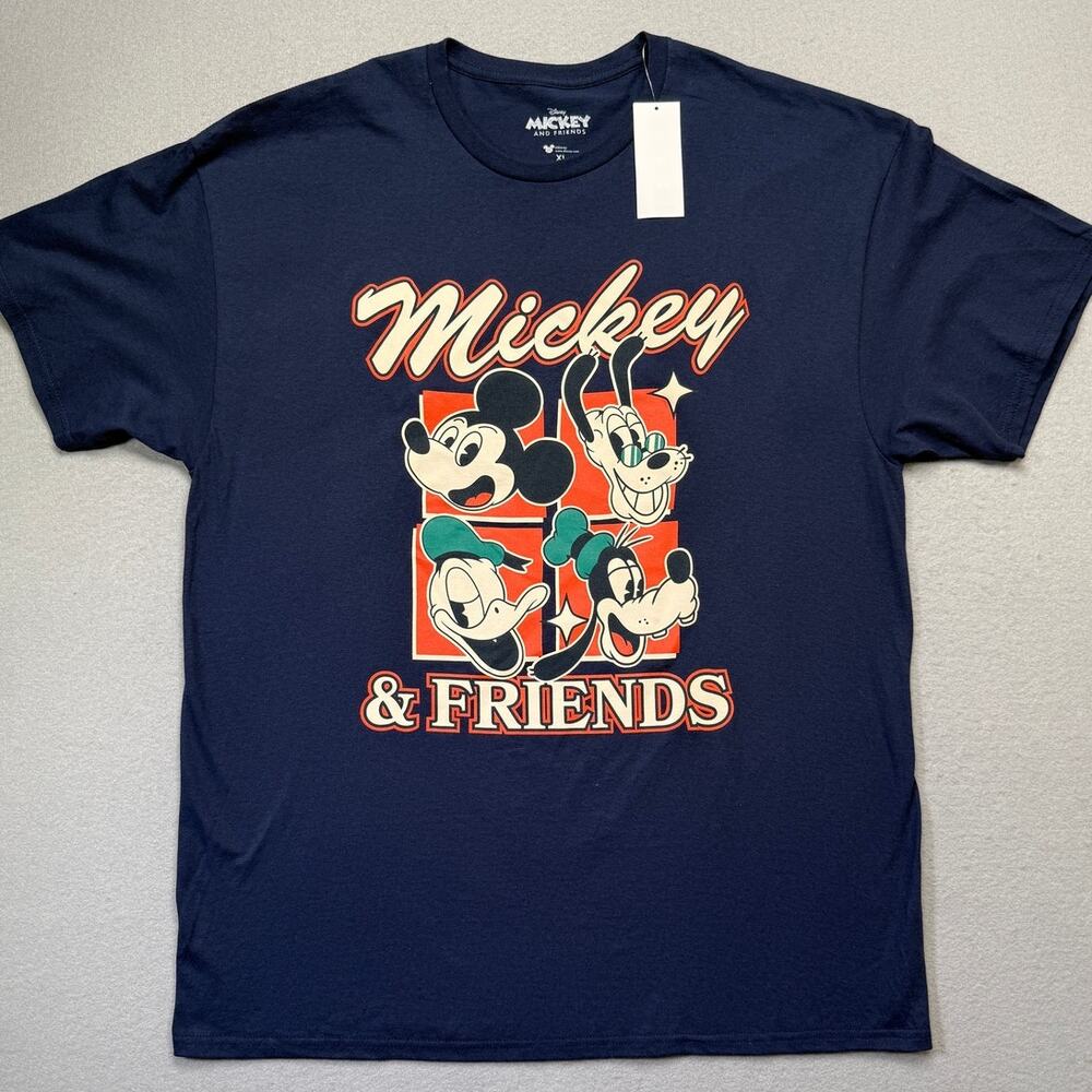 Hybrid Apparel Men's Mickey and Friends Crewneck T-Shirt - Navy XL